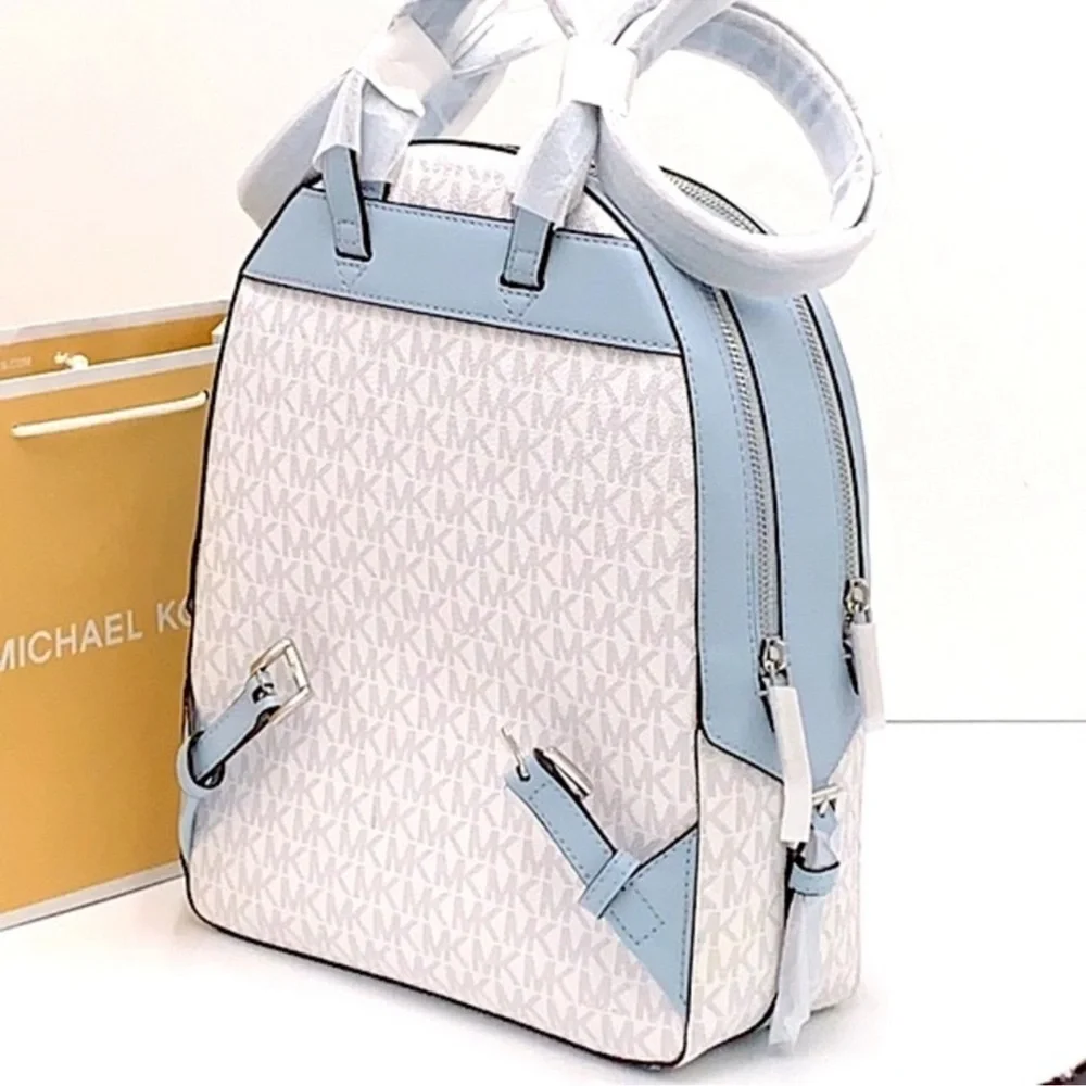 MICHAEL KORS JET SET GIRLS JAYCEE MEDIUM BACKPACK BRIGHT WHITE/ BLUE COLOR NWT